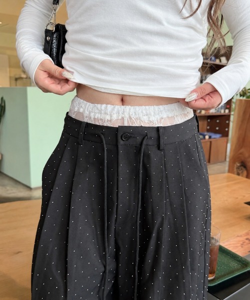 Ray Cassin（レイカズン） ワイドパンツ スラックス パンツ 「ライン