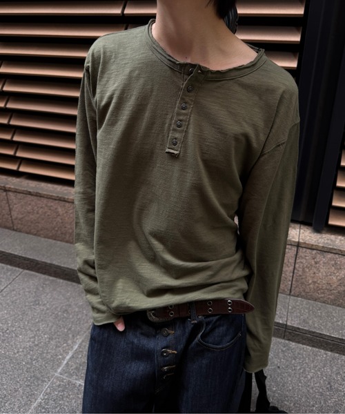 kutir（クティール） ヘンリーネック tシャツ HENLEY NECK ROLL DESIGN