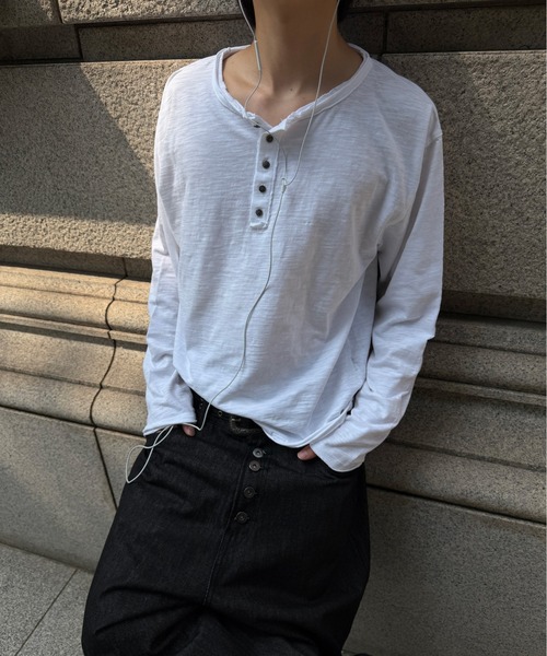 kutir（クティール） ヘンリーネック tシャツ HENLEY NECK ROLL DESIGN