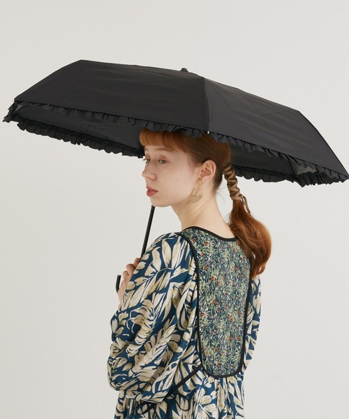 折りたたみ傘 because PUヒートカット晴雨兼用折りたたみフリル