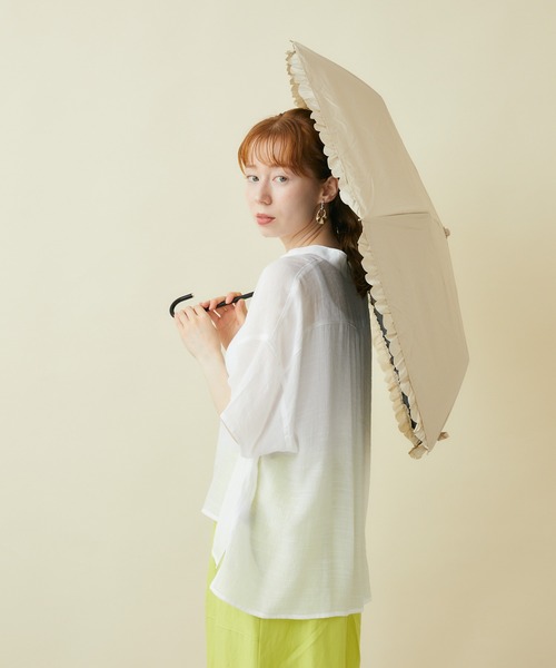 折りたたみ傘 because PUヒートカット晴雨兼用折りたたみフリル