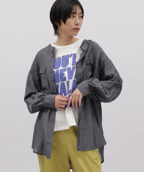 LAKOLE（ラコレ） シャツ ブラウス クレープシアー2ポケットシャツ