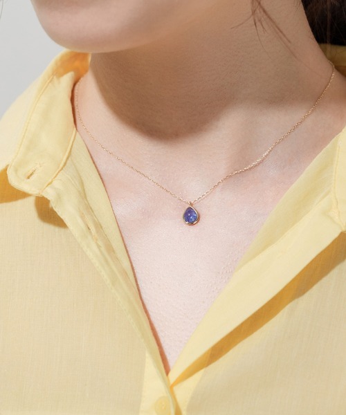 ネックレス K10 カラーストーン ネックレス 「ドロップ」 レディース メンズ