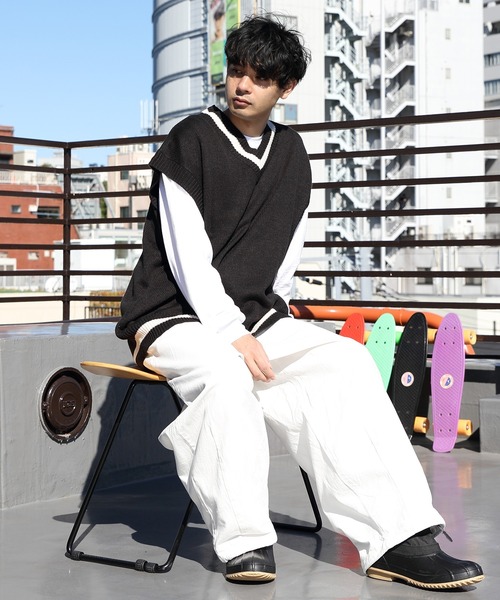 【美品】77circa チルデンニットリメイクベスト 8 ベスト ジレ チルデンニットベスト メンズ レディース : ZOZOTOWN
