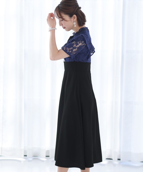 PourVous ドレス ロング＆袖ありフォーマルタイトお呼ばれ結婚式