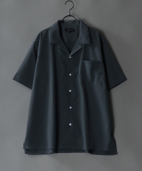 トップス drape design open collar shirt Lazar シャツ Oversize Drape Open Collar Shirt/オーバーサイズ