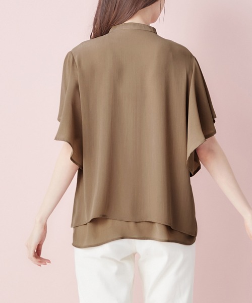 alotta（アロッタ） ブラウス シャツ 楊柳シフォンバンドカラー