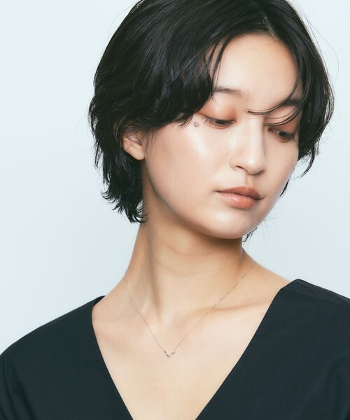 ネックレス K10WG レイヤー ウェーブ ネックレス レディースの画像