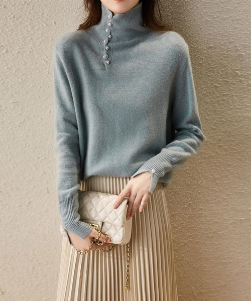 st .rooney【タグ付き新品】パールボタンニットOP パールボタンニットワンピース｜designed with Akane | ワンピース