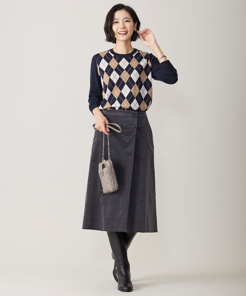 アンサンブル 「WEB限定カラーあり・洗える」アーガイルツイン ニット