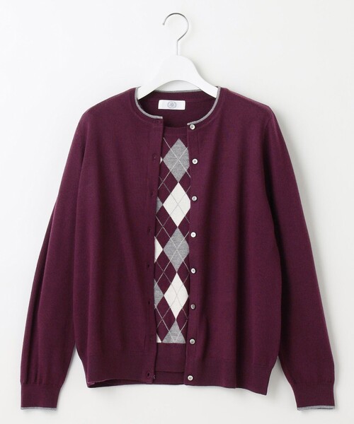 アンサンブル 「WEB限定カラーあり・洗える」アーガイルツイン ニット