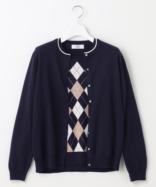 アンサンブル 「WEB限定カラーあり・洗える」アーガイルツイン ニット