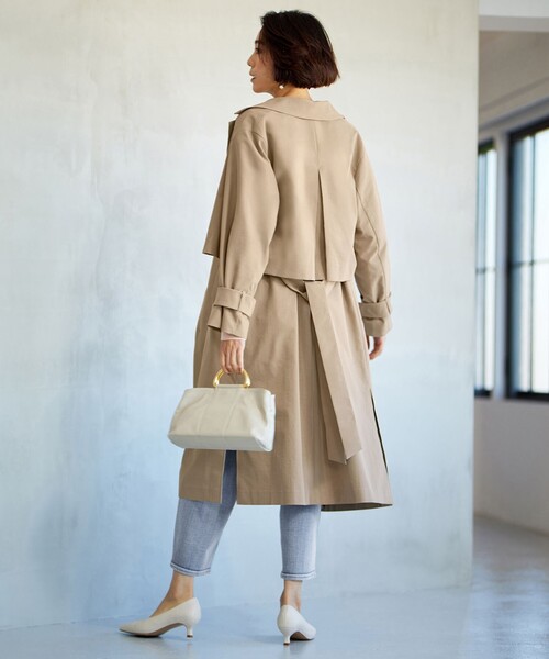 NOLLEYS sophi/トレンチコート/38/ポリエステル/GRN/無地/4-0030-1-08