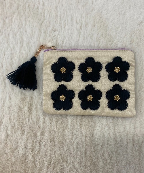 JAMIN PUECH✨アクセサリーポーチ ビーズバッグ リボン 花柄刺繍 JAMIN PUECH✨アクセサリーポーチ ビーズバッグ リボン 花柄刺繍 JAMIN