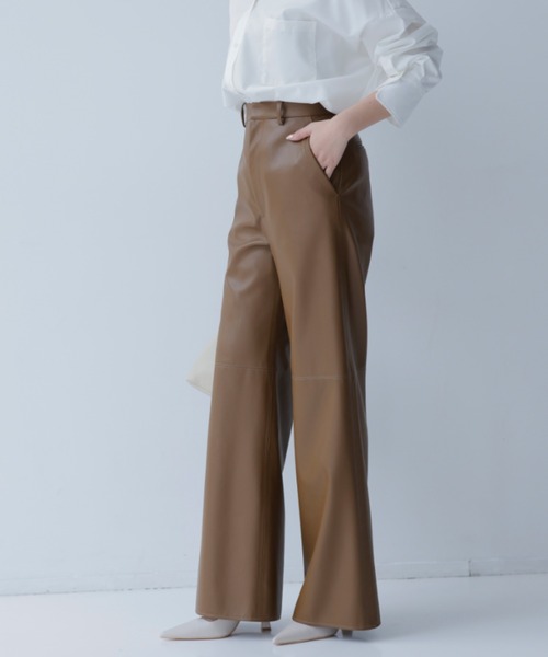 anuans（アニュアンス） パンツ ヴィーガンレザーワイドパンツ