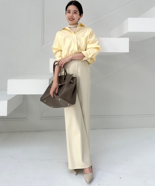 anuans（アニュアンス） パンツ ヴィーガンレザーワイドパンツ