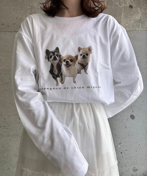 tシャツ Tシャツ レディース DOGプリントＴシャツ｜zozo