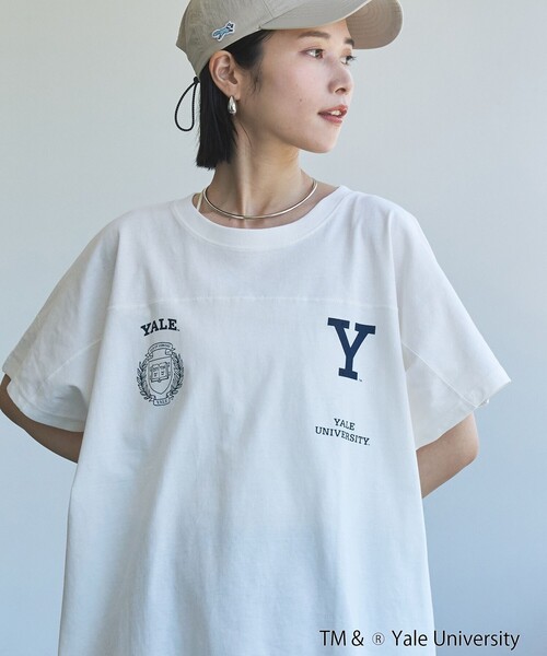 coen tシャツ YALE別注ロゴプリントビッグフットボールTシャツ
