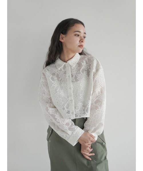ブラウス シャツ Cropped lace shirt レディース