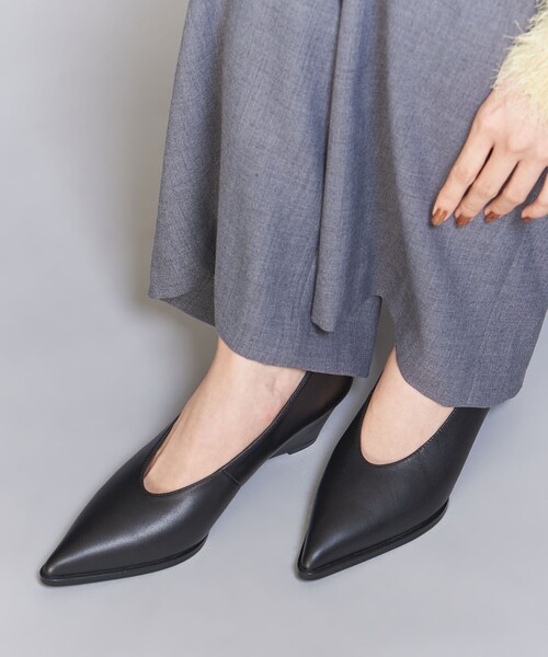 UNITED ARROWS ブラック ウェッジソールパンプス UNITED ARROWS ブラック ウェッジソールパンプス