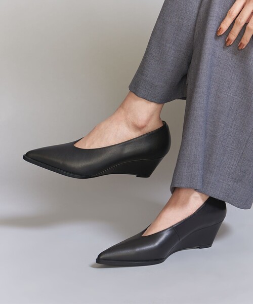 【本物新品保証】 UNITED ARROWS ブラック ウェッジソールパンプス 靴