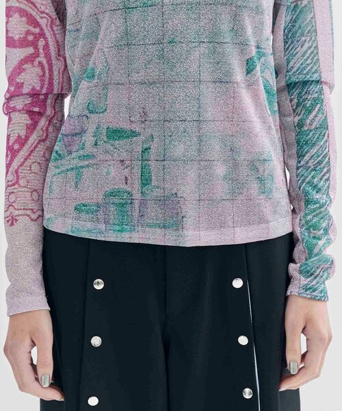 ヨウヘイオオノ YOHEI OHNO Graphic Glitter Top Color E ラメシアートップス OH-24A-CS1-B パープル YOHEI OHNO(ヨウヘイオオノ) Graphic Glitter Top Color Eラメ