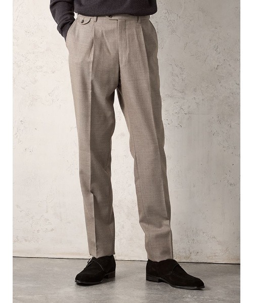 SEEALL BELTED PANTS ベージュ スラックス ウール92% SEEALL BELTED