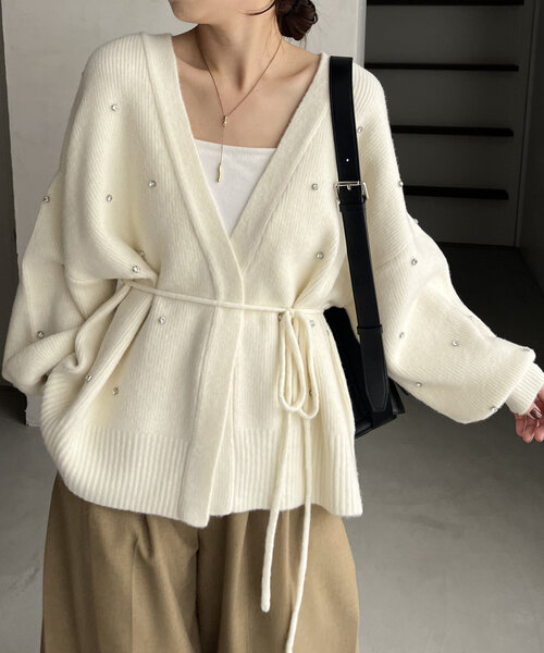 CAPRICIEUX LE'MAGE カーディガン ビジューラップカーディガン
