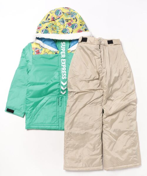 JR 新幹線 キッズ ジュニア サイズ調整 反射ワッペン付き 撥水 保温 スノーウェア スノーボード スキーウェア 上下セット