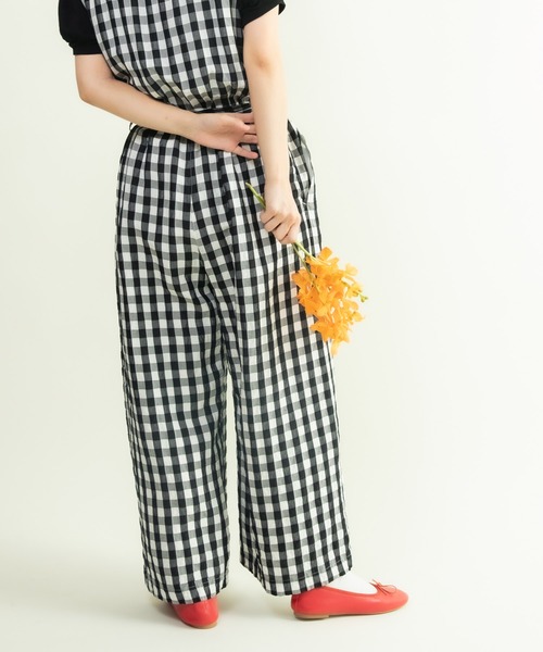 美品 CHILDWOMAN チェック コードギンガムワッシャーサロペット AMBIDEX Store ○○リネン/キュプラ コードギンガムワッシャー