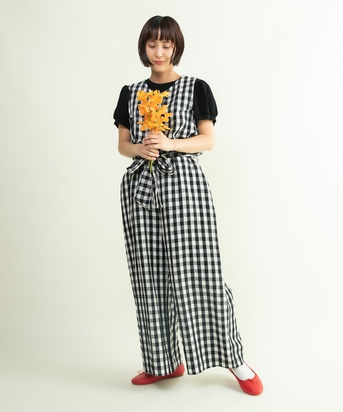 Dot and Stripes CHILD WOMEN 麻のサロペット CHILD WOMAN サロペット オーバーオール リネン/キュプラ コード