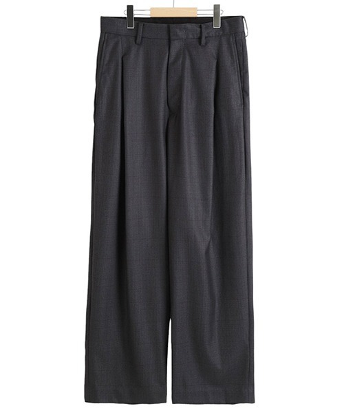 スラックス URU / ウル : WOOL GLEN CHECK - 1 TUCK PANTS 24FWGC02 
