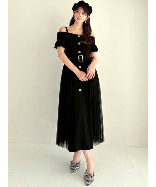 オフショルダー ドレス ワンピース ロング プリーツ ■2394 オフショルダー ドレス ワンピース ロング プリーツ □2394