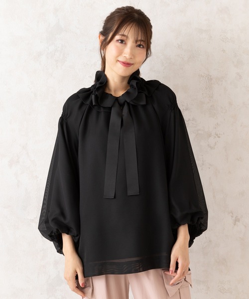 Rose Tiara ブラウス シャツ メッシュリボンブラウス レディース