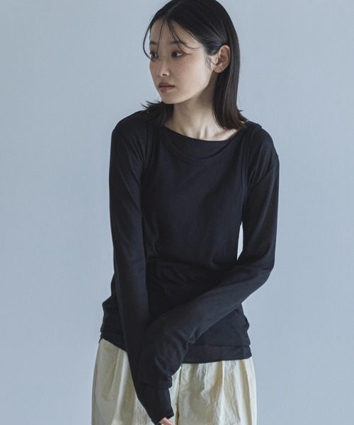 tシャツ タンクレイヤードシアーロンT「セット販売」 レディース セール】タンクレイヤードシアーロンT《セット販売》（Tシャツ