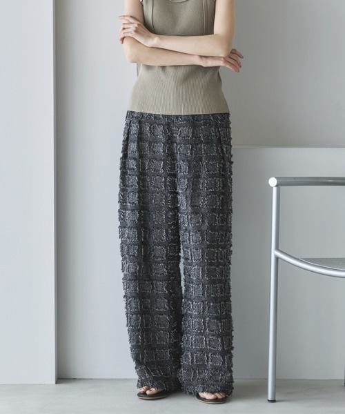 feepur パンツ 「セットアップ可」フリンジタックパンツ