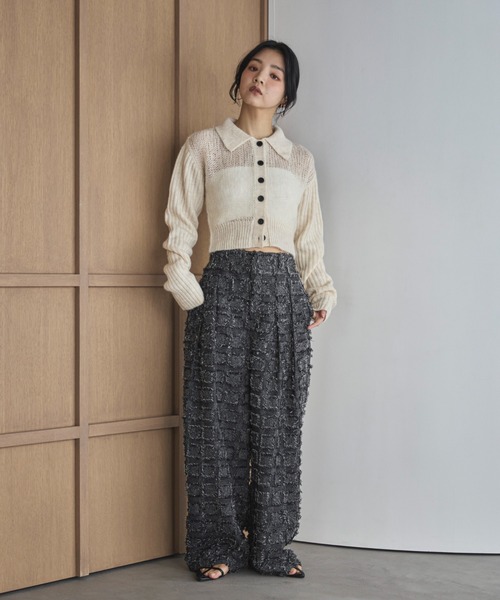 feepur パンツ 「セットアップ可」フリンジタックパンツ