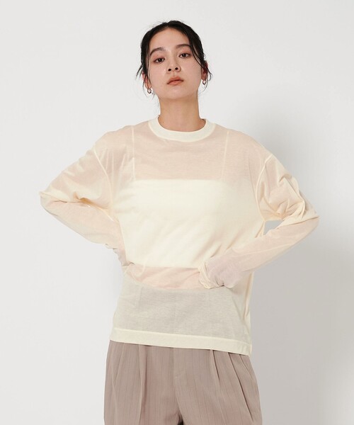 tシャツ コットンナイロン天竺 クルーネック ロングスリーブ Tシャツ レディース
