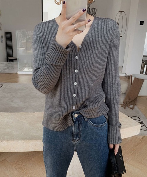 「Amulet」 ニットカーディガン FREE グレー レディース_画像4