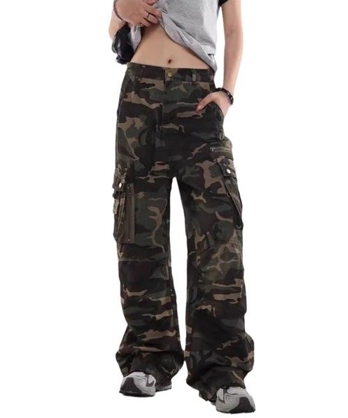 カモフラージュ　ワイドカーゴパンツ ONE DAY KMC カーゴパンツ カモフラージュ迷彩 ワイドカーゴパンツ