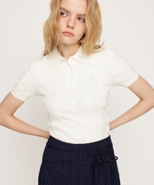 SLY ニット セーター 「再入荷」CABLE POLO KNIT TOPS ケーブル