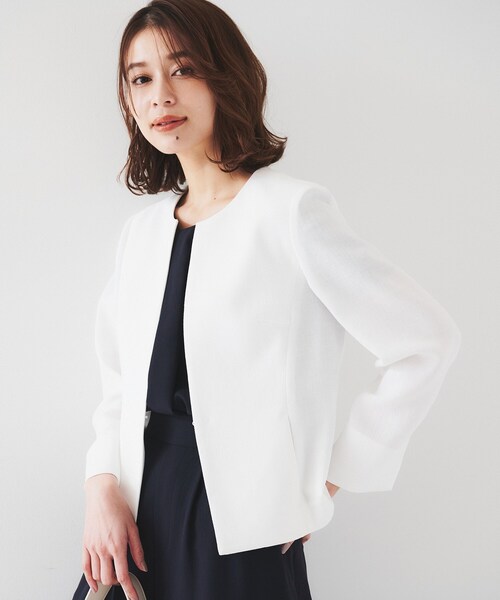 クリスチャンディオール　ノーカラージャケット　オフホワイト クリスチャンディオール ノーカラージャケット オフホワイト Dior