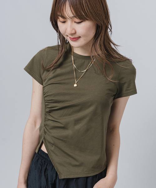 tシャツ ギャザー S/S Tシャツ レディース