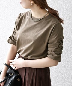tシャツ SHIPS any:「UVカット/接触冷感/吸水速乾/洗濯機可能」USAコットン ギャザー TEE レディース