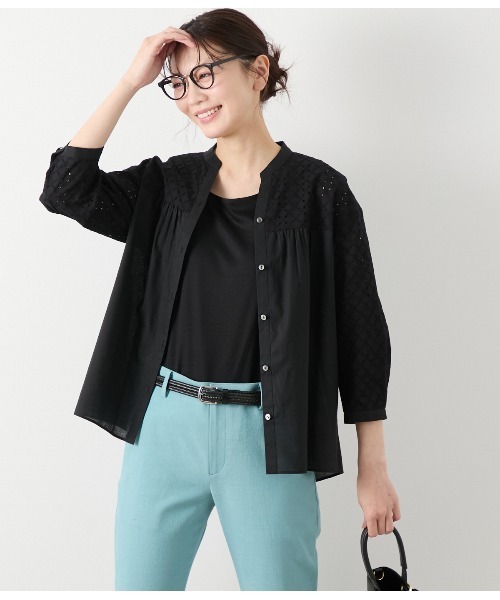 美品　NEWYORKER レースブラウス NEWYORKER ブラウス シャツ コットンエンブロイダリーレース