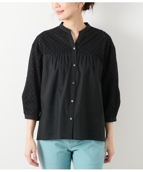 美品　NEWYORKER レースブラウス NEWYORKER ブラウス シャツ コットンエンブロイダリーレース