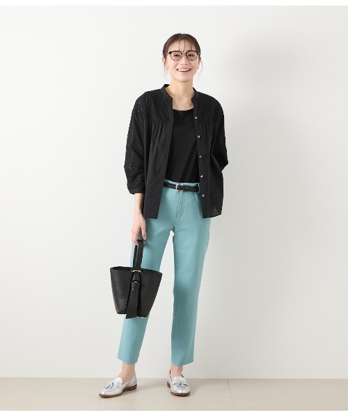 NEWYORKER ブラウス シャツ コットンエンブロイダリーレース