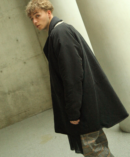 「Nilway」 ノーカラーコート LARGE アイボリー メンズ