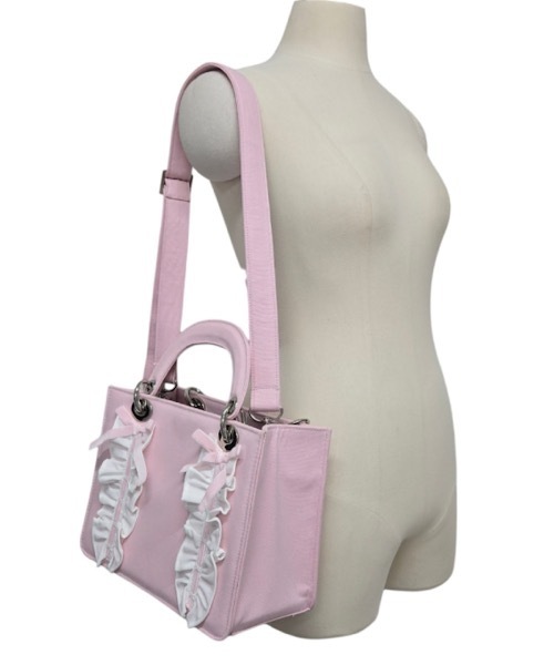 lilLilly（リルリリー） ショルダーバッグ フリルキャンバスリボン