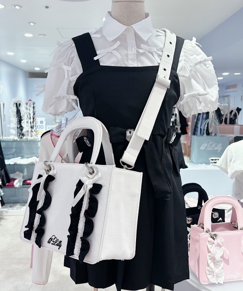 lilLilly ショルダーバッグ フリルキャンバスリボンブック